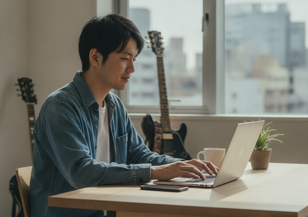 よお、みんな！元気にしてるか？俺は高見颯太、24歳、大阪在住のフリーターだよ🎸。昔はバンドマンとして夢追いかけてたけど、バンド解散してからはメルオペ（メールオペレーター）で生活の基盤を作って、今は月25万くらい安定して稼いでるんだよね。