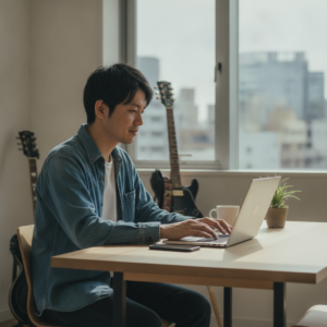 よお、みんな！元気にしてるか？俺は高見颯太、24歳、大阪在住のフリーターだよ🎸。昔はバンドマンとして夢追いかけてたけど、バンド解散してからはメルオペ（メールオペレーター）で生活の基盤を作って、今は月25万くらい安定して稼いでるんだよね。
